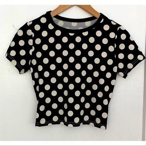 Black and White Polka Dotted Crop  Top